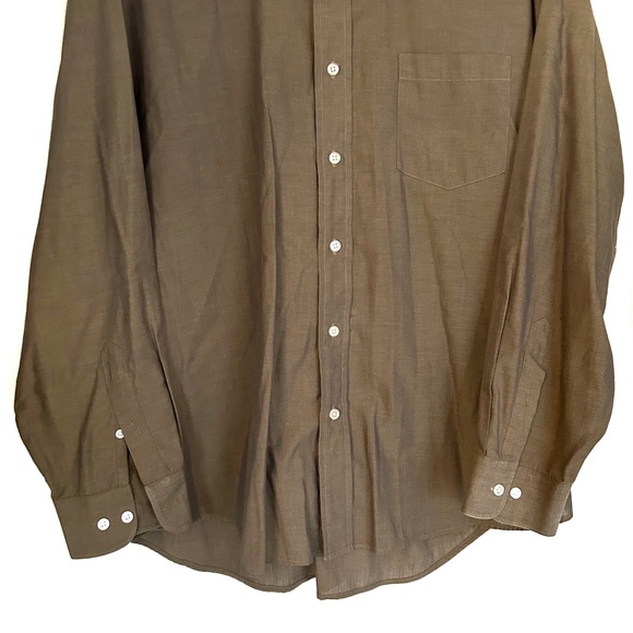 Geoffrey Beene Men’s Taupe Button Down Dress Shirt Collared Pocket Size 34 17” - Picture 3 of 10